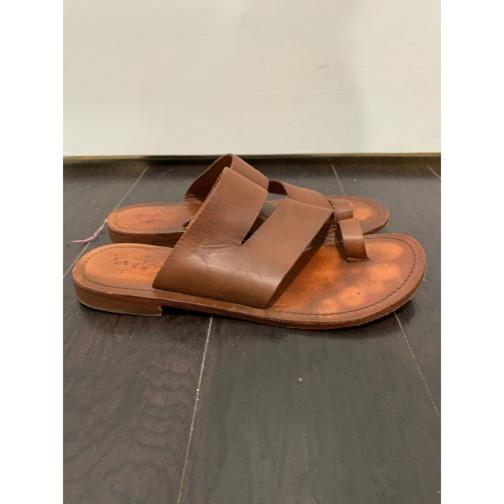 Free People Women Brown Leather Toe Loop Slide Sandals Size 38 OB4972235